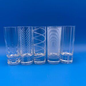 Vintage Mikasa Cheers Shot Glasses, Set of 5, Etched Crystal Shooters, Like New